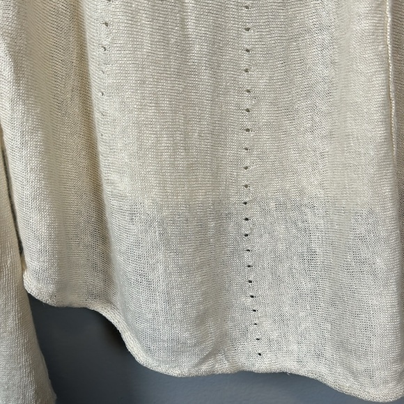 Inhabit Cream Crewneck Linen Button Closure Cardigan size M - Picture 8 of 11